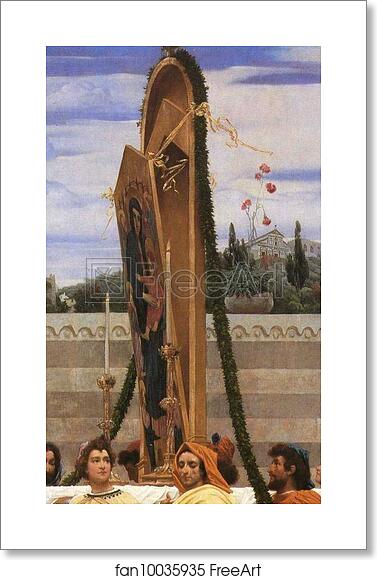 Free art print of Cimabue's Celebrated Madonna is Carried in Procession through the Streets of Florence; in front of the Madonna, and Crowned with Laurels, walks CImabue Himself, with his Pupil Giotto; behind It Arnolfo Di Lapo, Gaddo Gaddi, Andrea Tafi, Niccola Pisano, Bu by Frederick Leighton Free art print of Cimabue's Celebrated Madonna is Carried in Procession through the Streets of Florence; in front of the Madonna, and Crowned with Laurels, walks CImabue Himself, with his Pupil Giotto; behind It Arnolfo Di Lapo, Gaddo Gaddi, Andrea Tafi, Niccola Pisano, Bu by Frederick Leighton
