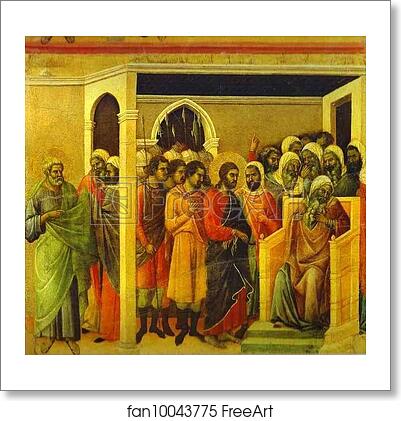 Free art print of Maestà (back, central panel) Jesus Before Caiaphas by Duccio Di Buoninsegna