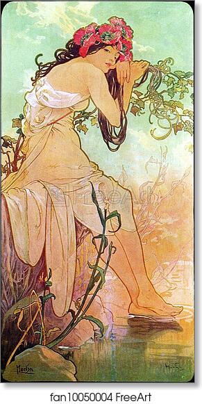 Free art print of Summer by Alphonse Mucha