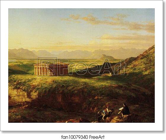 Free art print of The Temple of Segesta with the Artist Sketching by Thomas Cole