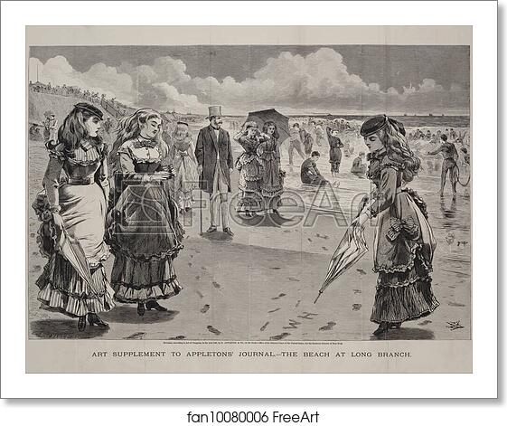 Free art print of The Beach at Long Branch, published as an Art Supplement to Appleton's Journal, August 21, 1869 by Winslow Homer Free art print of The Beach at Long Branch, published as an Art Supplement to Appleton's Journal, August 21, 1869 by Winslow Homer