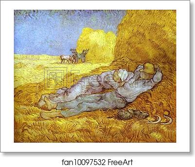 Free art print of Noon Rest (After Millet). Saint-Rémy by Vincent Van Gogh
