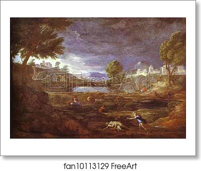 Free art print of Landscape with Pyram and Thisbe by Nicolas Poussin