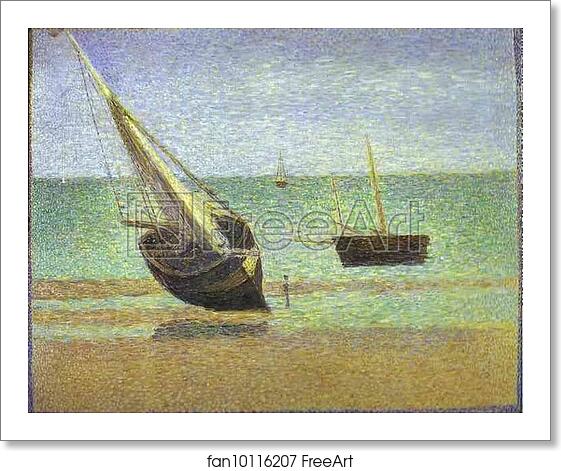 Free art print of Boats. Bateux, maree basse, Grandcamp by Georges Seurat Free art print of Boats. Bateux, maree basse, Grandcamp by Georges Seurat