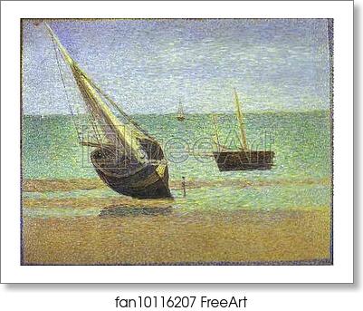 Free art print of Boats. Bateux, maree basse, Grandcamp by Georges Seurat