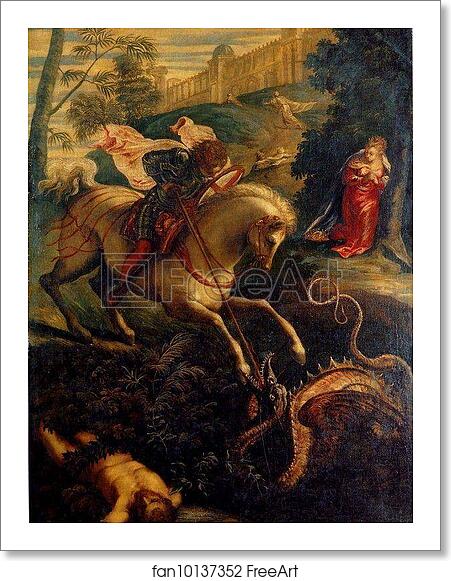 Free art print of St.George and the Dragon by Jacopo Robusti, Called Tintoretto
