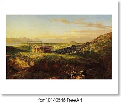 Free art print of The Temple of Segesta with the Artist Sketching. Detail by Thomas Cole