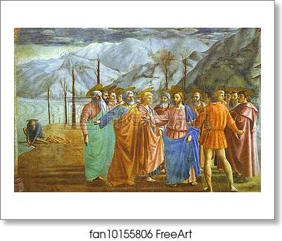 Free art print of Rendering of the Tribute Money. Detail by Masaccio