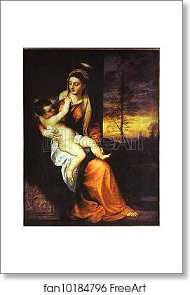 Free art print of Madonna and Child in an Evening Landscape by Titian