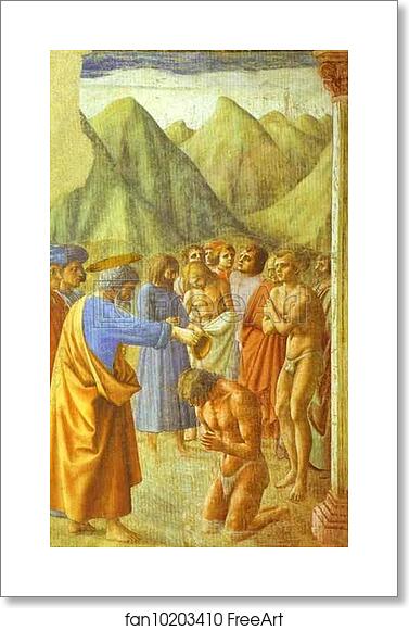 Free art print of St. Peter Baptizing the Neophytes by Masaccio