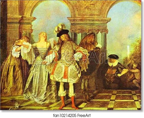 Free art print of French Comedians by Jean-Antoine Watteau