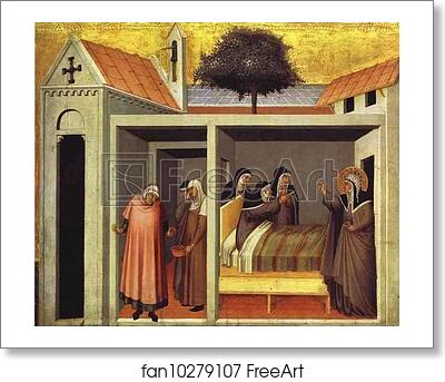 Free art print of Blessed Humilitas Heals a Sick Nun A panel from Beata Humilitas Altar by Pietro Lorenzetti