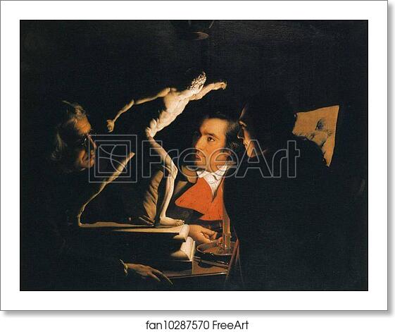 Free art print of Three Persons Viewing the Gladiator by Candlelight by Joseph Wright Of Derby