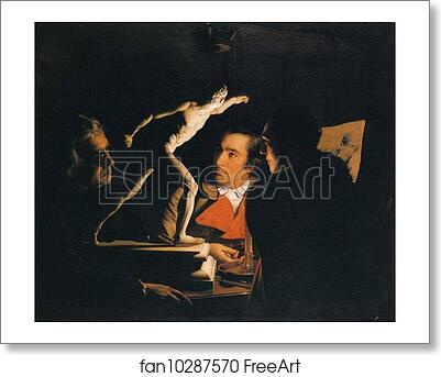Free art print of Three Persons Viewing the Gladiator by Candlelight by Joseph Wright Of Derby