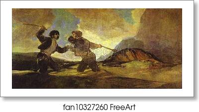 Free art print of Fight with Clubs by Francisco De Goya Y Lucientes