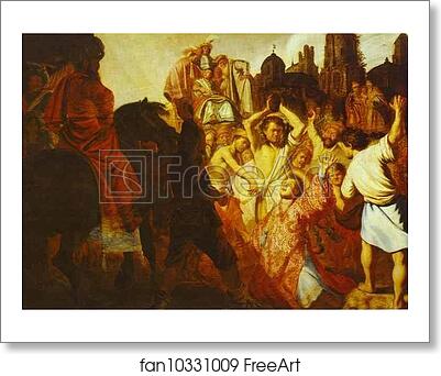 Free art print of The Martyrdom of St. Stephen by Rembrandt Harmenszoon Van Rijn