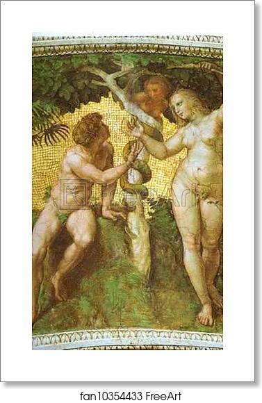 Free art print of Adam and Eve (ceiling panel) by Raphael