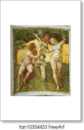 Free art print of Adam and Eve (ceiling panel) by Raphael