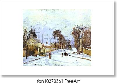 Free art print of La Route de versailles a Louveciennes (effet de neige) by Camille Pissarro