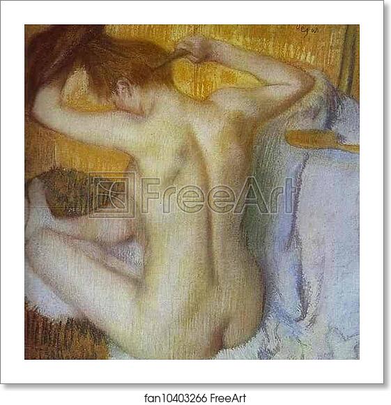 Free art print of Woman Combing Her Hair by Edgar Degas Free art print of Woman Combing Her Hair by Edgar Degas