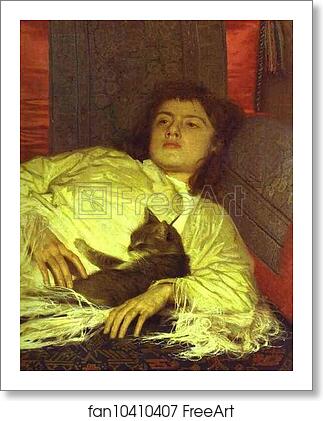 Free art print of Girl with a Cat. (Portrait of Sophia Kramskaya) by Ivan Kramskoy
