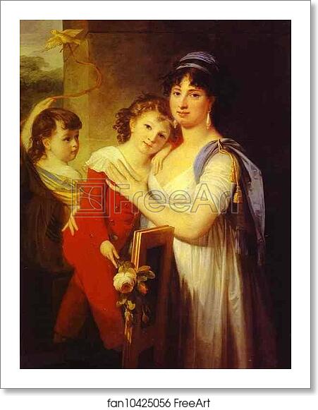Free art print of Portrait of Anna Muravyova-Apostol (1770s-1810) with Her Son Mathew (1793-1886) and Her Daughter Catherine (1794-1849) by Jean-Laurent Mosnier