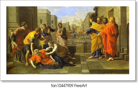 Free art print of The Death of Sapphira by Nicolas Poussin