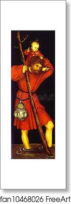 Free art print of St. Christopher. Reverse Side of St. Elizabeth Panel by Lucas Cranach The Elder Free art print of St. Christopher. Reverse Side of St. Elizabeth Panel by Lucas Cranach The Elder