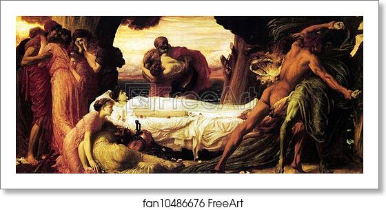 Free art print of Hercules Wrestling with Death for the Body of Alcestis by Frederick Leighton