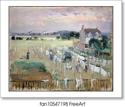 Free art print of Hanging the Laundry out to Dry by Berthe Morisot