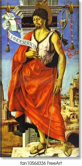 Free art print of St. John the Baptist. Side panel of the Grifoni Polyptych by Francesco Del Cossa