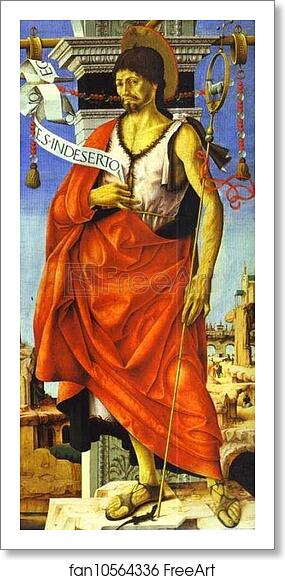 Free art print of St. John the Baptist. Side panel of the Grifoni Polyptych by Francesco Del Cossa