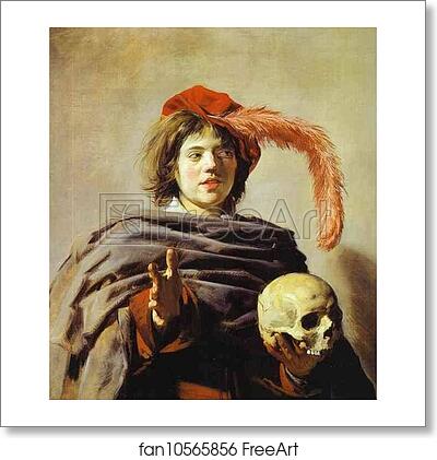 Free art print of Young Man with a Skull (Vanitas) by Frans Hals