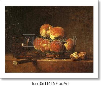 Free art print of A Basket of Peaches by Jean-Baptiste-Simeon Chardin