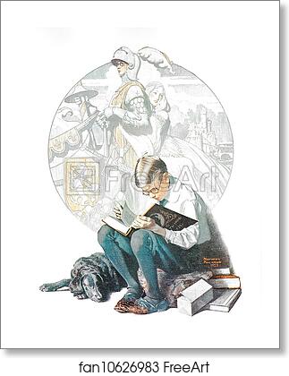 Free art print of Boy Reading Adventure Story by Norman Rockwell Free art print of Boy Reading Adventure Story by Norman Rockwell