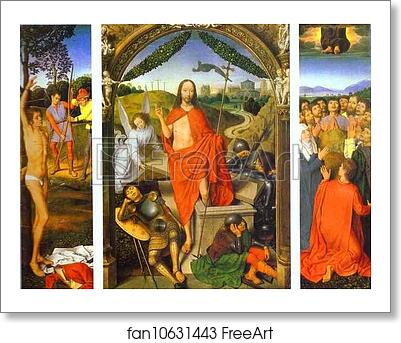 Free art print of The Resurrection, with the Martyrdom of St. Sebastian and the Ascension by Hans Memling