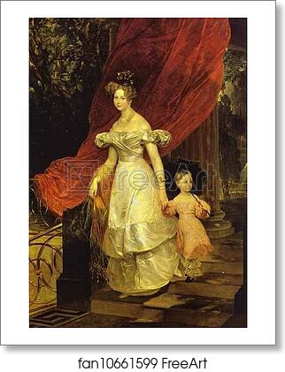 Free art print of Portrait of Grand Duchess Elena Pavlovna and Her Daughter Maria by Karl Brulloff