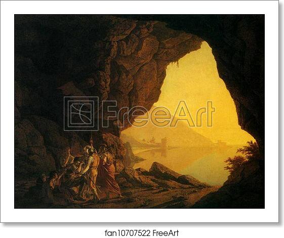 Free art print of A Grotto by the Sea-Side in the Kingdom of Naples, with Banditti; a Sun-Set by Joseph Wright Of Derby Free art print of A Grotto by the Sea-Side in the Kingdom of Naples, with Banditti; a Sun-Set by Joseph Wright Of Derby