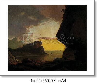 Free art print of Sunset on the Coast near Naples by Joseph Wright Of Derby