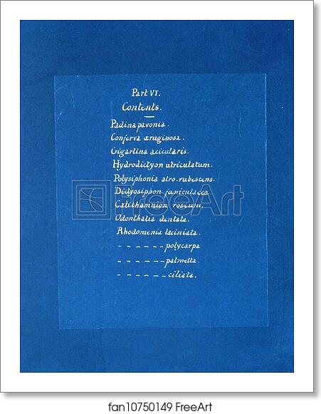 Free art print of Contents list by Anna Atkins Free art print of Contents list by Anna Atkins
