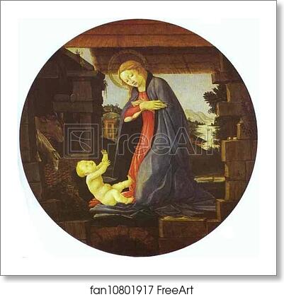 Free art print of The Virgin Adoring the Child by Alessandro Botticelli