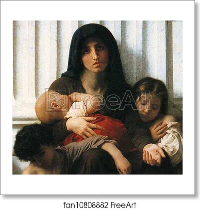 Free art print of Indigent Family (Charity). Detail by William-Adolphe Bouguereau
