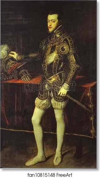 Free art print of Portrait of Philip II in Armor by Titian