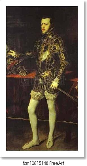 Free art print of Portrait of Philip II in Armor by Titian