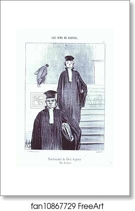Free art print of Grand Staircase of the Palace of Justice. From the Series Les Gens de justice by Honoré Daumier