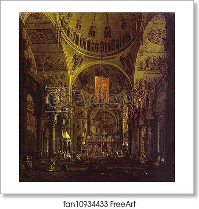 Free art print of San Marco: the Interior by Giovanni Antonio Canale, Called Canaletto