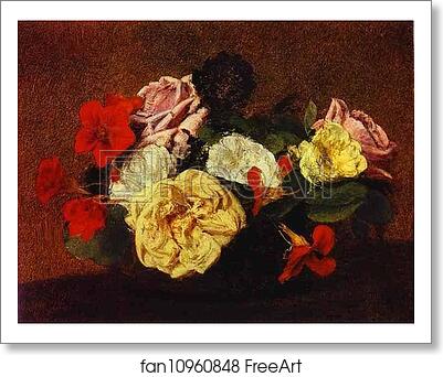 Free art print of Roses and Nasturtiums in a Vase by Henri Fantin-Latour Free art print of Roses and Nasturtiums in a Vase by Henri Fantin-Latour