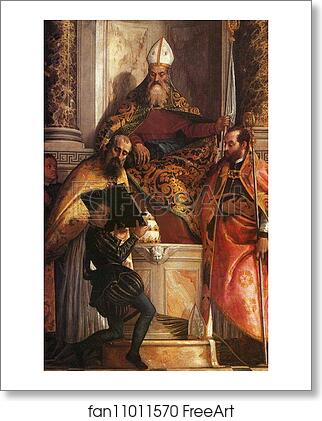 Free art print of Saints Anthony, Cornelius and Cyprian by Paolo Veronese