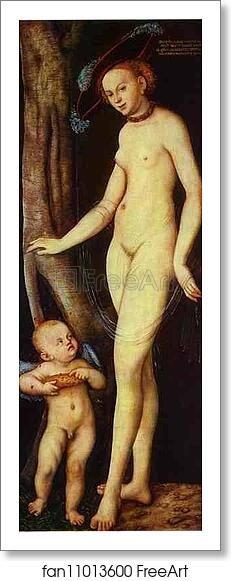 Free art print of Venus with Cupid Stealing Honey by Lucas Cranach The Elder