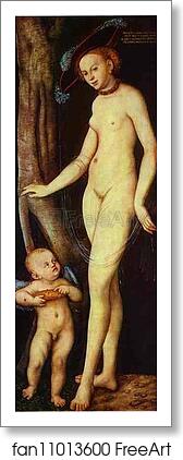 Free art print of Venus with Cupid Stealing Honey by Lucas Cranach The Elder